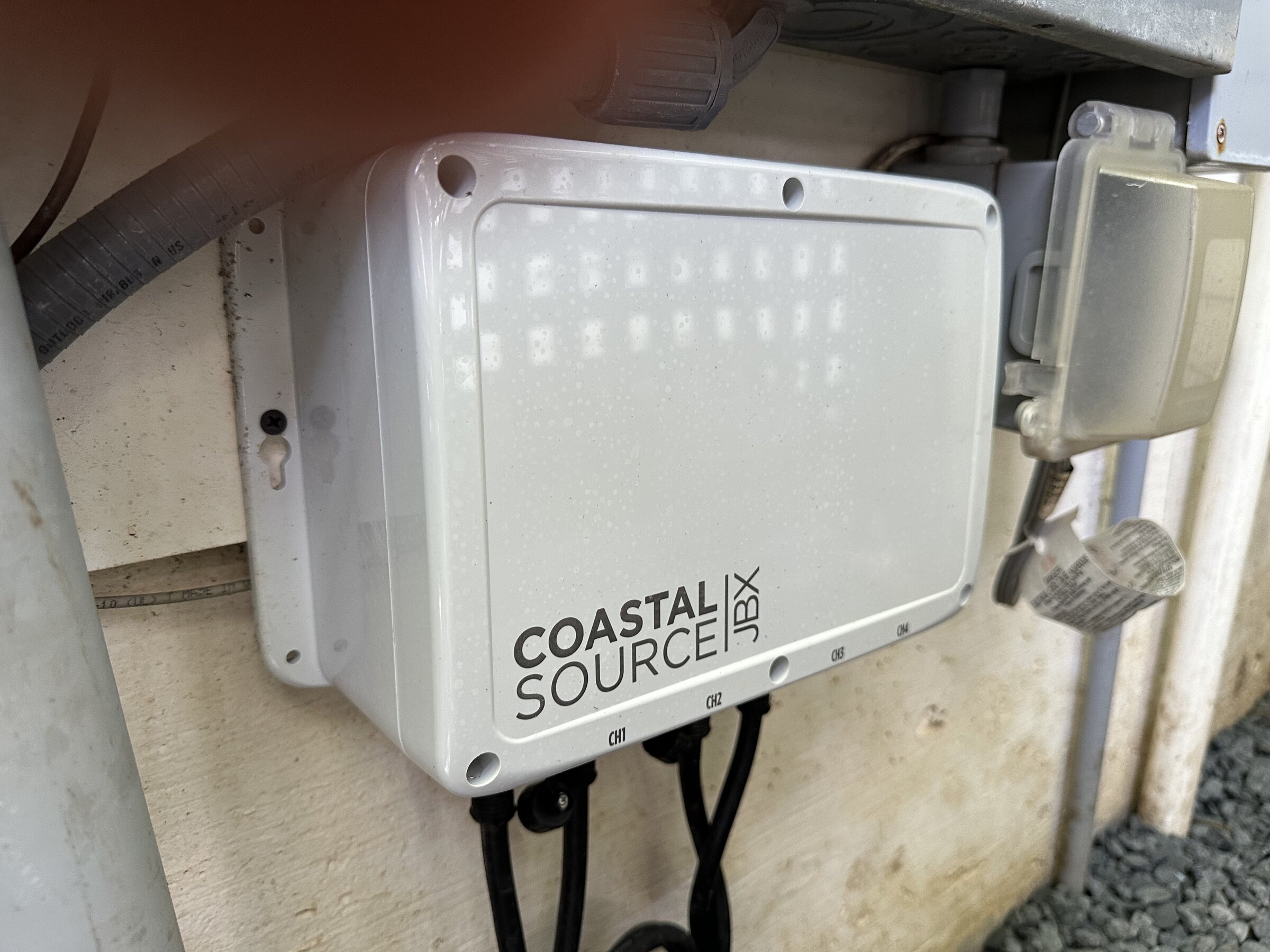 Weatherproof outdoor lighting and audio control enclosure, precisely installed